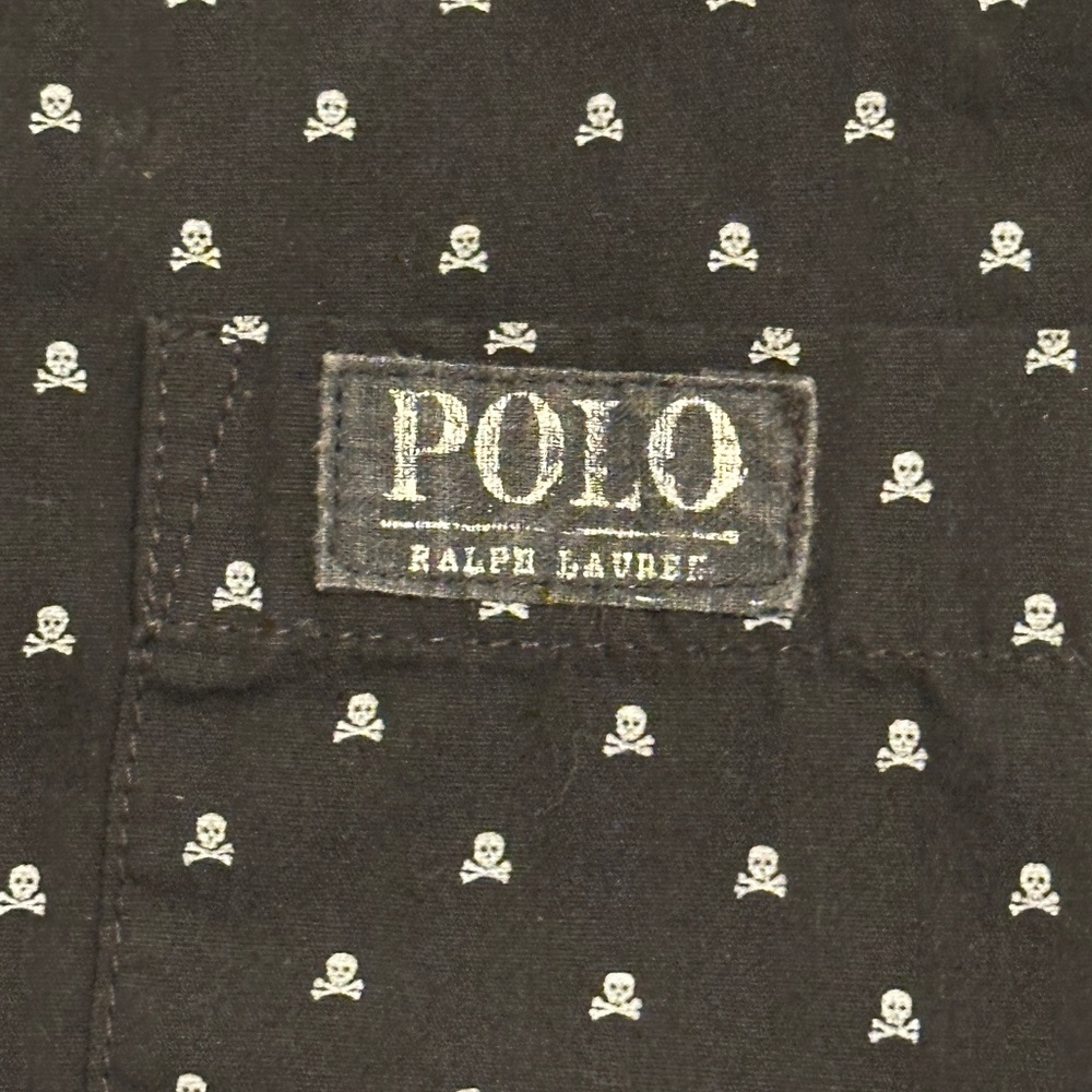 Boys Polo by Ralph Lauren Black Short Sleeve with White Skull & Crossbones - GUC - Picture 3 of 3